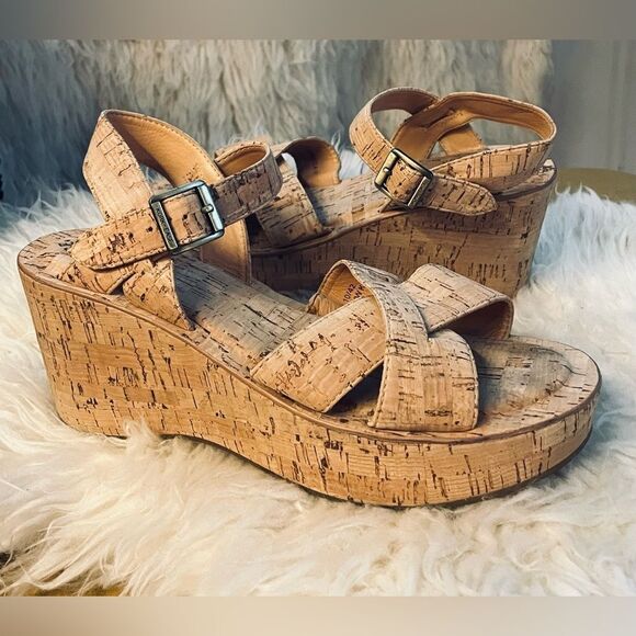 Kork-Ease Cork Platform Wedge Sandals 10/42 - Picture 1 of 8